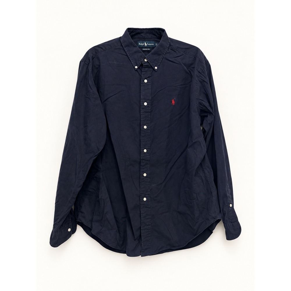 Polo Ralph Lauren Mens XL Classic Fit Navy Blue Button Down Shirt Red Pony Logo